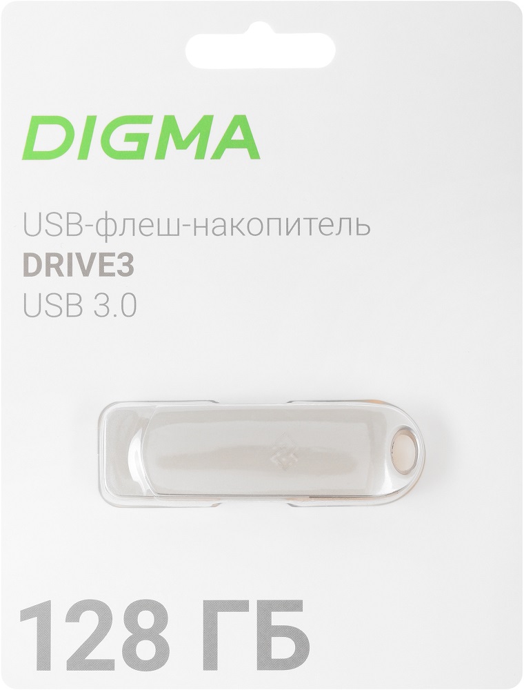 Флеш накопитель USB 3.0 128Gb Digma DRIVE3 (DGFUM128A30SR, 70/50MBs, silver)