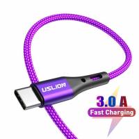 Кабель USB 2.0 Am - Type-C 0.5m (3A, быстрая зарядка, нейлоновая оплётка, purple) USLION