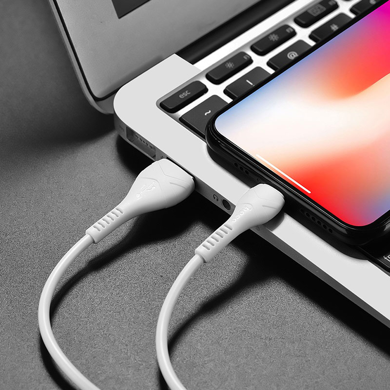 Кабель USB 2.0 Am - Lightning 1.0m (X37 Cool power, 2.4A, быстрая зарядка, white) hoco