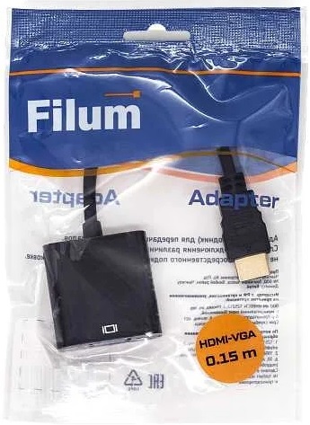 Конвертер HDMI (m) - VGA (f) (FL-A-HM-VGAF-0.15M, 0.15m, black) Filum