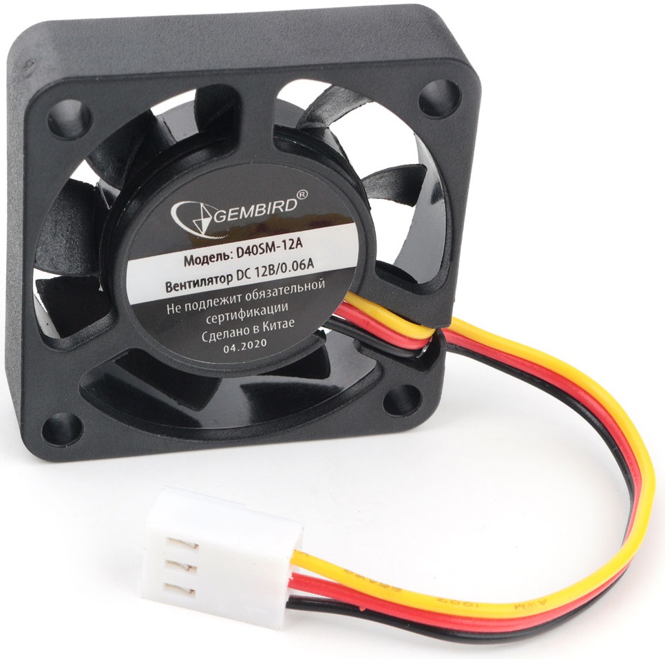 Вентилятор Gembird D40SM-12A (40x40x10mm, sleeve, 5000rpm, 27dBa, 3pin, black) OEM