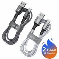 Кабель USB 2.0 Am - Type-C 1.0m (3.1A, быстрая зарядка, нейлоновая оплётка, black & white, 2шт.) QOOVI