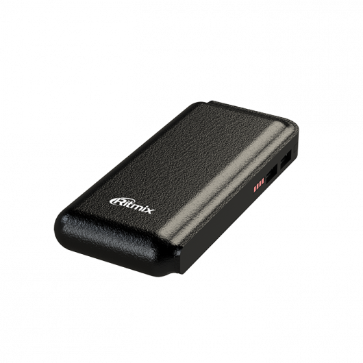 Внешний аккумулятор Ritmix RPB-10001L (литий-ионный, 10000mAh, 2*USB - 2.1A max, вход 2А, black)
