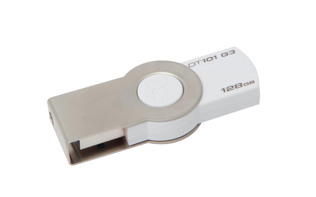 Флеш накопитель USB 3.0 128Gb Kingston DT101 G3 (DT101G3/128GB, white)