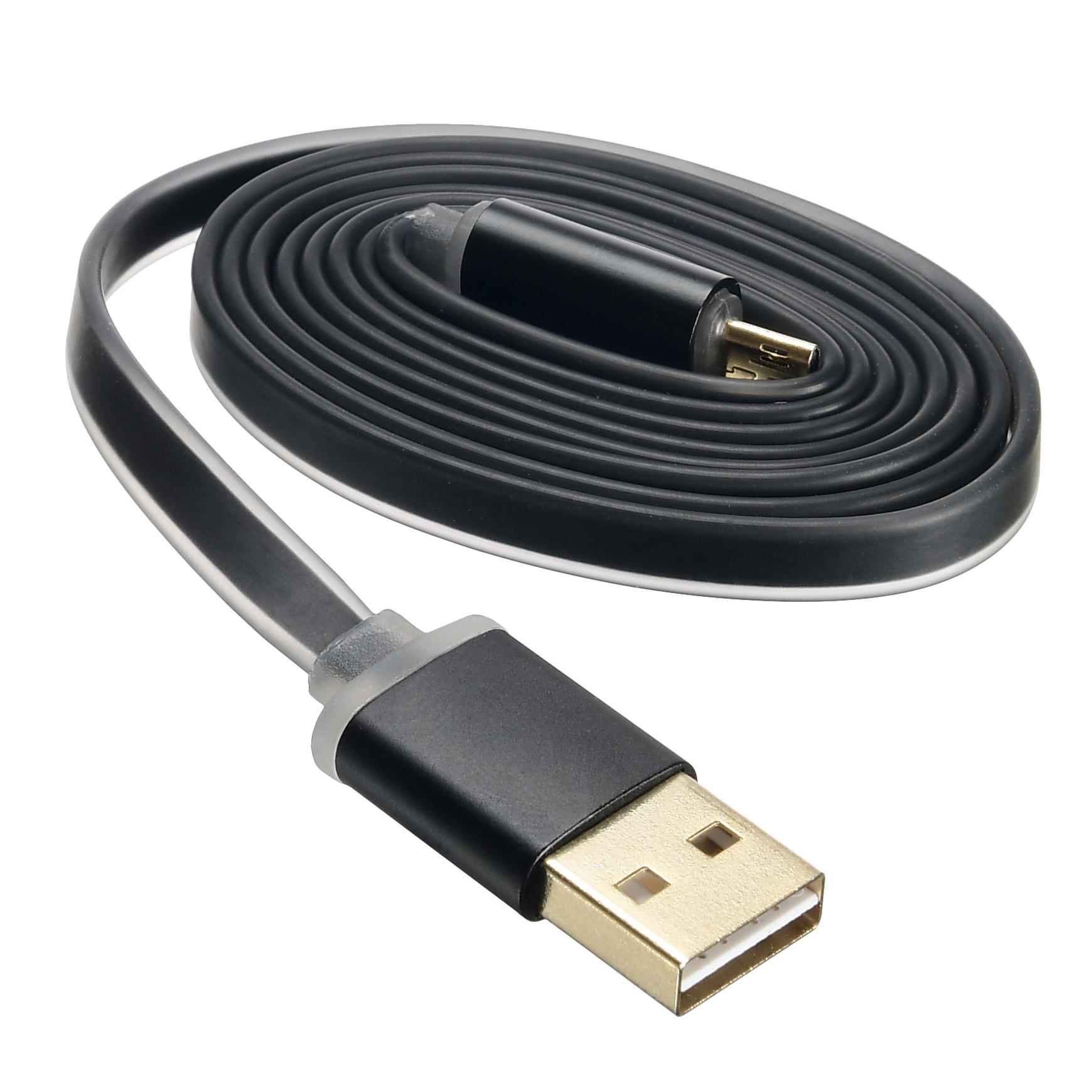 Кабель USB 2.0 Am - Lightning 1.0m (ACD-U915-P6B, мультиразъёмы, плоский силиконовый шнур, индикатор заряда, black) ACD