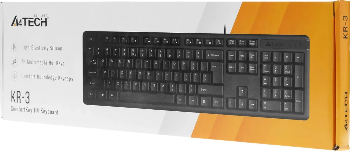 Клавиатура A4Tech KR-3 (USB, мультимедийная, black)