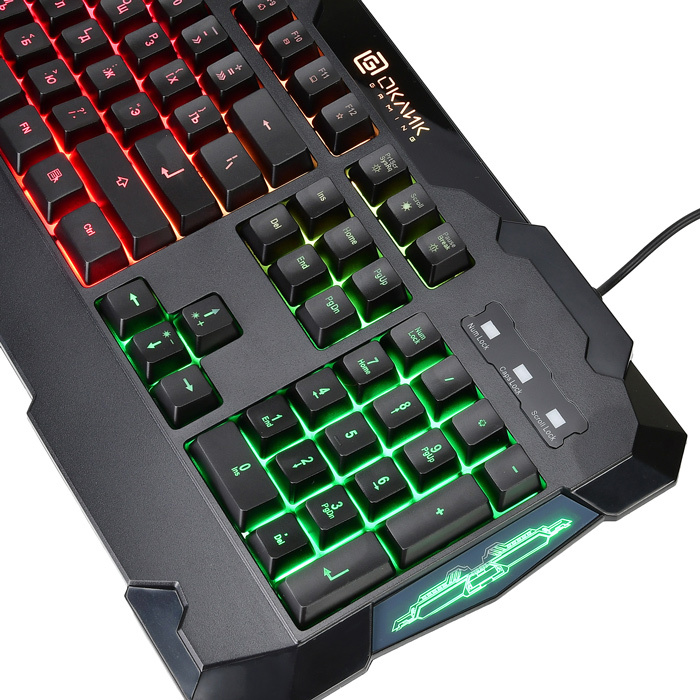 Клавиатура Oklick 721G Sheriff (USB, игровая, с трёхцветной регулируемой подсветкой, black)