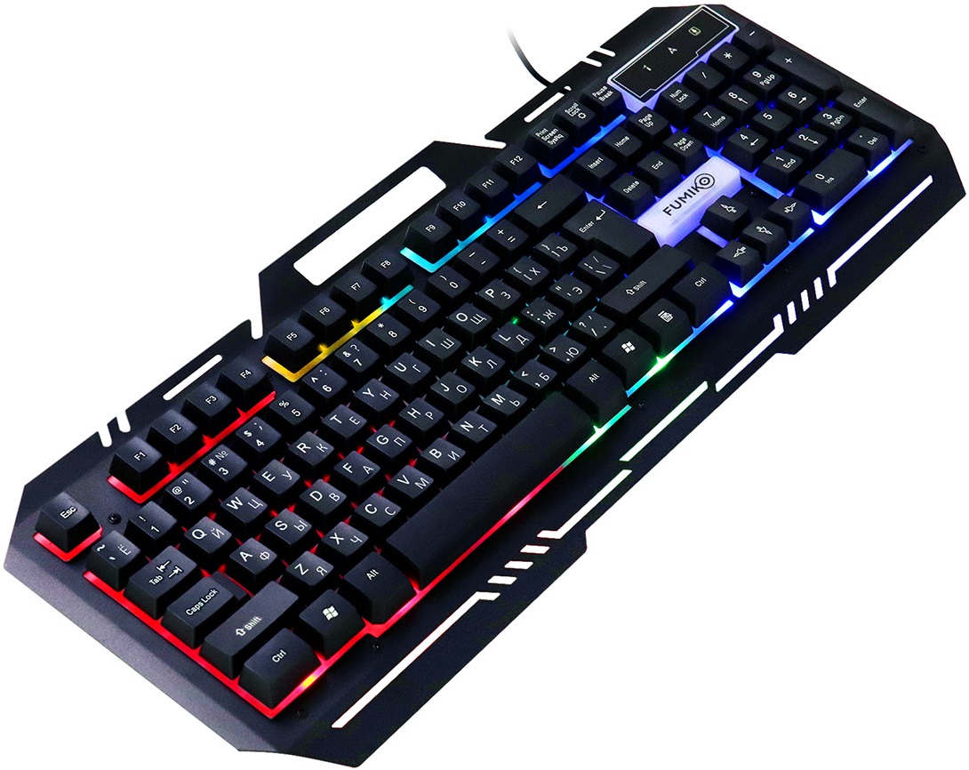 Клавиатура FUMIKO RAZORSHARP FKW-03L-K (USB, радужная подсветка, игровая, мультимедийная, 1.5m, black)