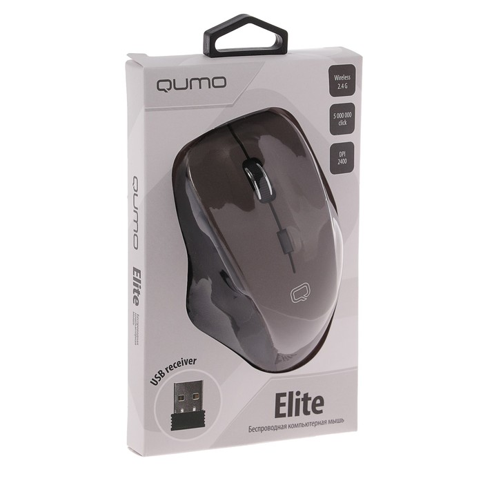 Мышь беспроводная QUMO Office Elite M55 (optical, 2400dpi, 2xAAA, black-brown)
