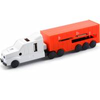 Картридер / USB HUB (3 порта) Konoos (UK-41 Грузовик, SDHC, CF, MS, MD, white-red, USB 2.0)
