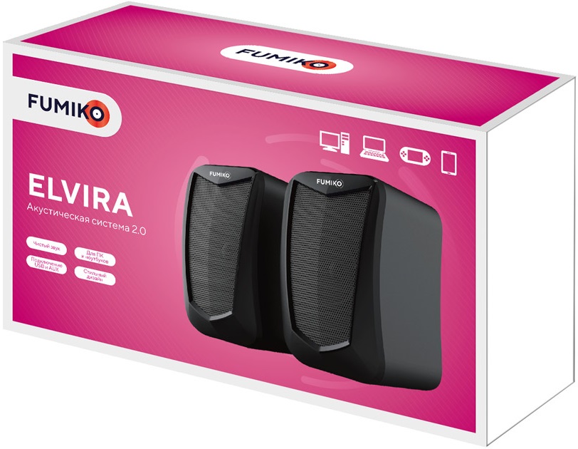 Колонки FUMIKO ELVIRA (6W, USB, black)