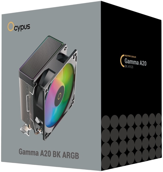 Вентилятор Ocypus Gamma A20 BK ARGB (1150/1151/1155/1156/1200/1700/1851/AM4/AM5, 92mm, Al, 1900rpm, 21dBa, 2 тепловые трубки, 3pin, RGB fixed LED, 90W, black) RTL