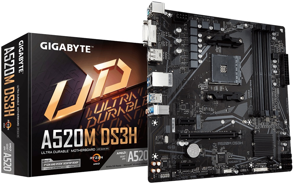 Материнская плата Gigabyte A520M DS3H (AM4, mATX) RTL