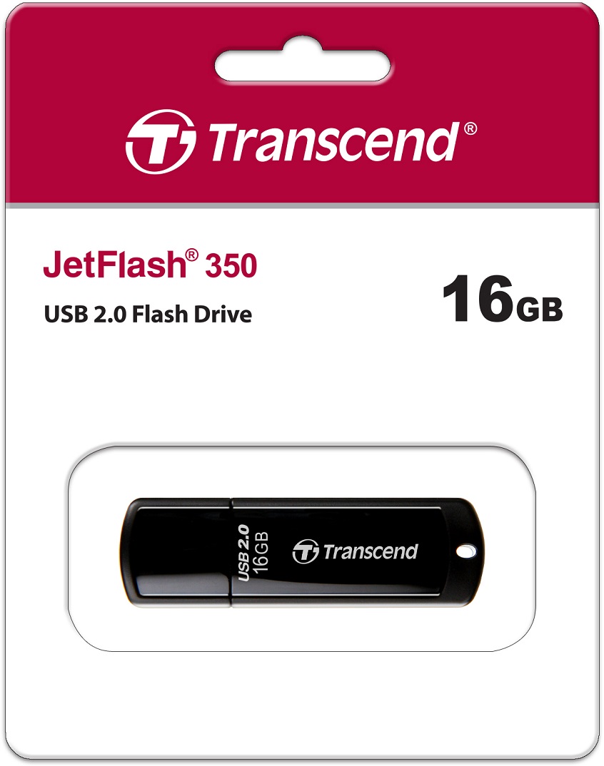 Флеш накопитель USB 2.0 16Gb Transcend JetFlash 350 (TS16GJF350, black)