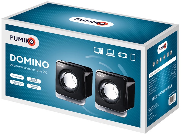Колонки FUMIKO DOMINO (3W, USB, black)