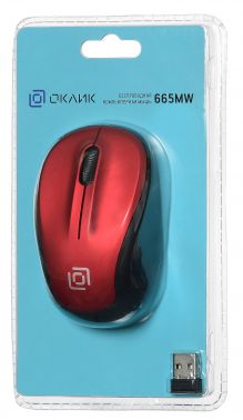 Мышь беспроводная Oklick 665MW (optical, 1000dpi, AA, black-red)