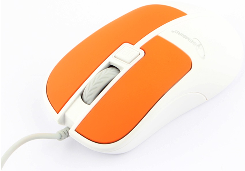 Мышь Gembird MOP-410-O (USB, optical, 1600dpi, 1.5m, soft-touch, white-orange)