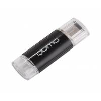 Флеш накопитель USB 2.0 16Gb QUMO Smart (QM16GUD-Smart88-b, 8G + 8G MicroSD, Сlass 10, OTG, с картридером, black)