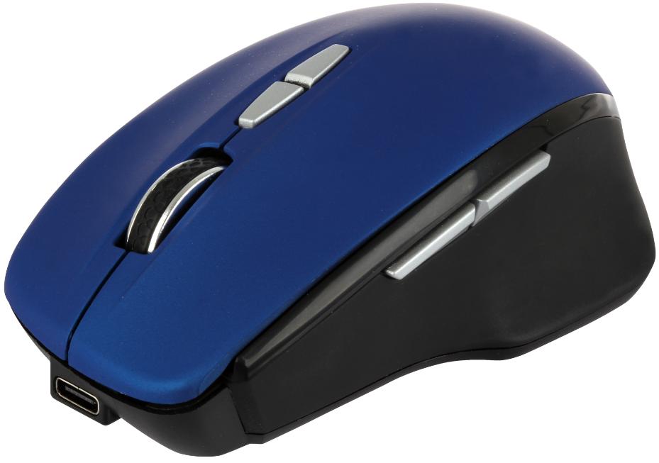 Мышь беспроводная QUMO Mystery M60 (optical, 1600dpi, аккумулятор, USB Type-C, black-blue)