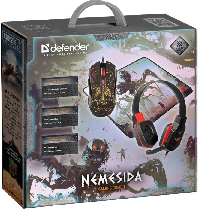 Набор наушники + мышь + коврик Defender Nemesida MHP-128