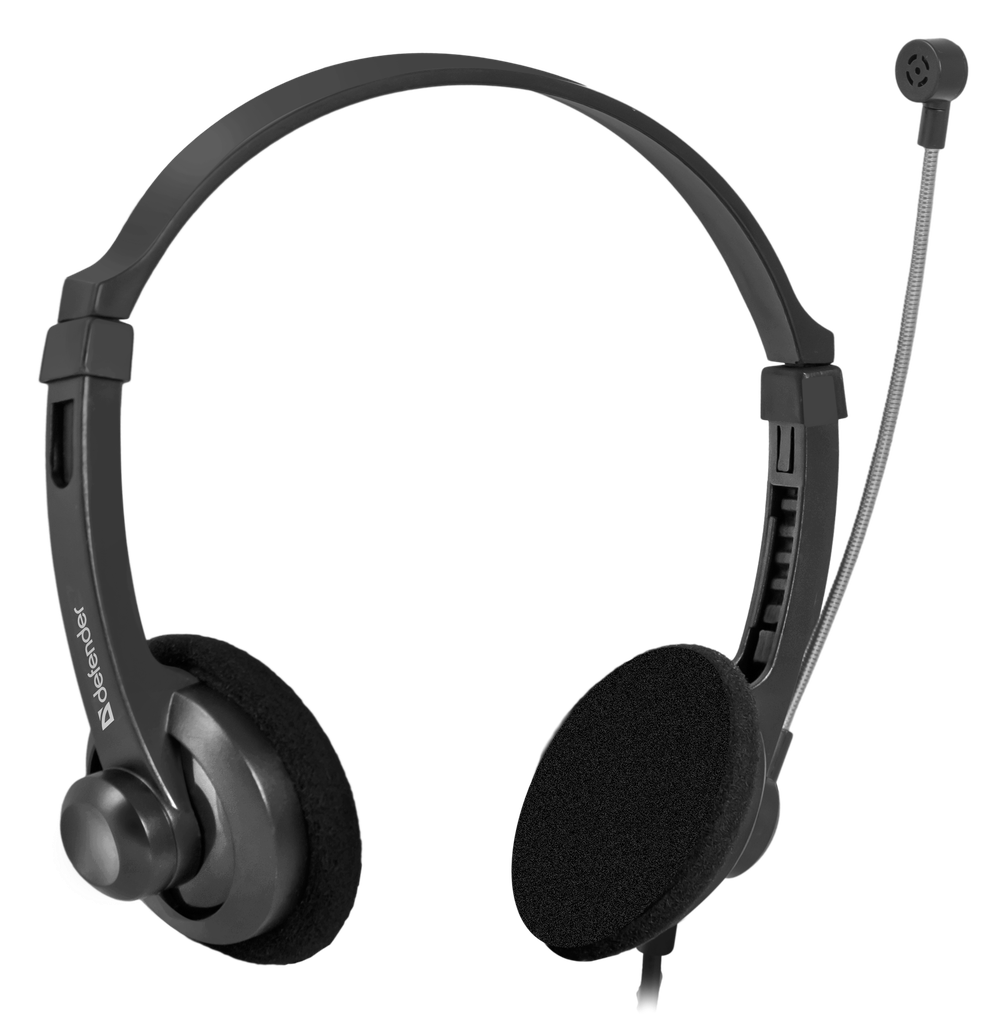 Наушники Defender Aura 104 (накладные открытые, с микрофоном, регулятор, 1.8m, black)