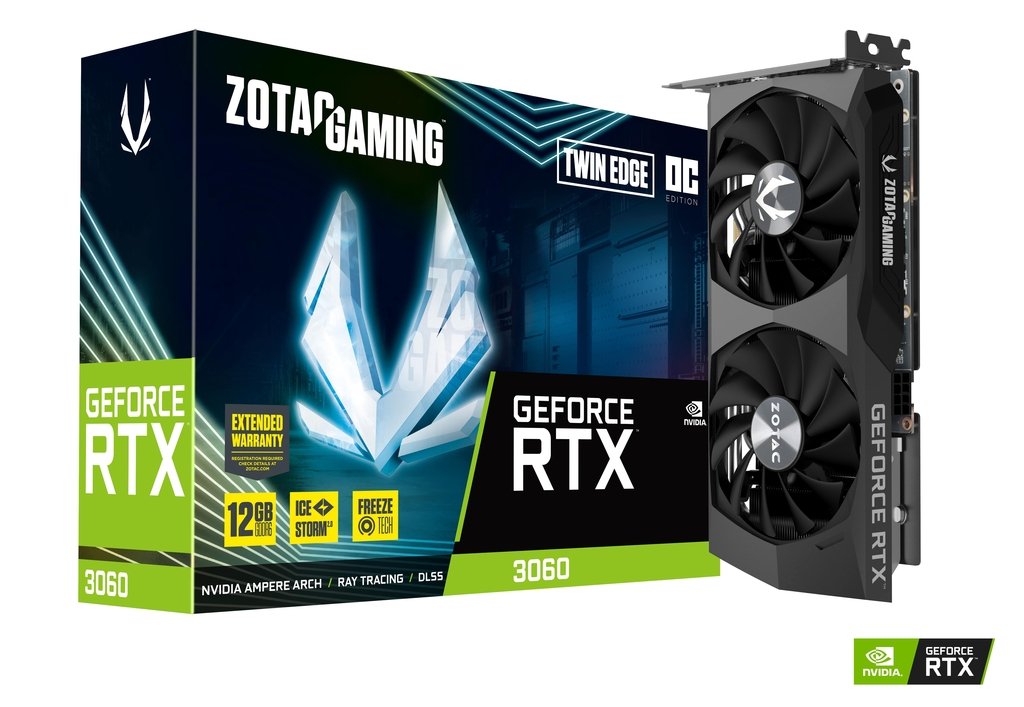 Видеокарта Zotac GF RTX3060 Twin Edge OC 12Gb (ZT-A30600H-10M, 192bit, GDDR6, HDMI+3xDP) RTL