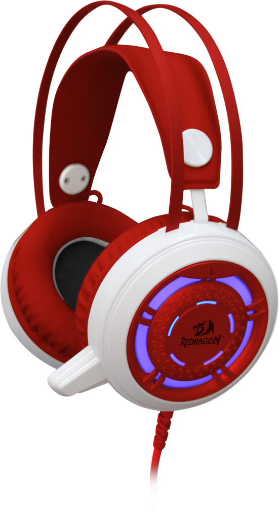 Наушники Redragon SAPPHIRE (полноразмерные закрытые, c микрофоном, игровые, 2.5m, white-red)