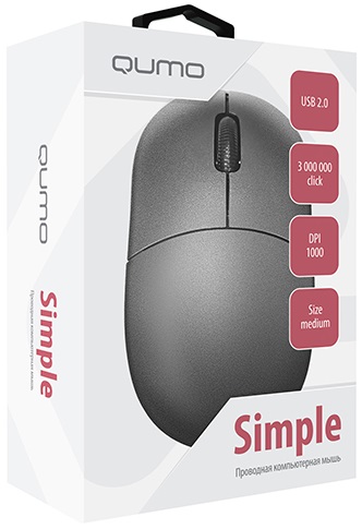 Мышь QUMO Simple M92 (USB, optical, 1000dpi, 1.8m, grey)