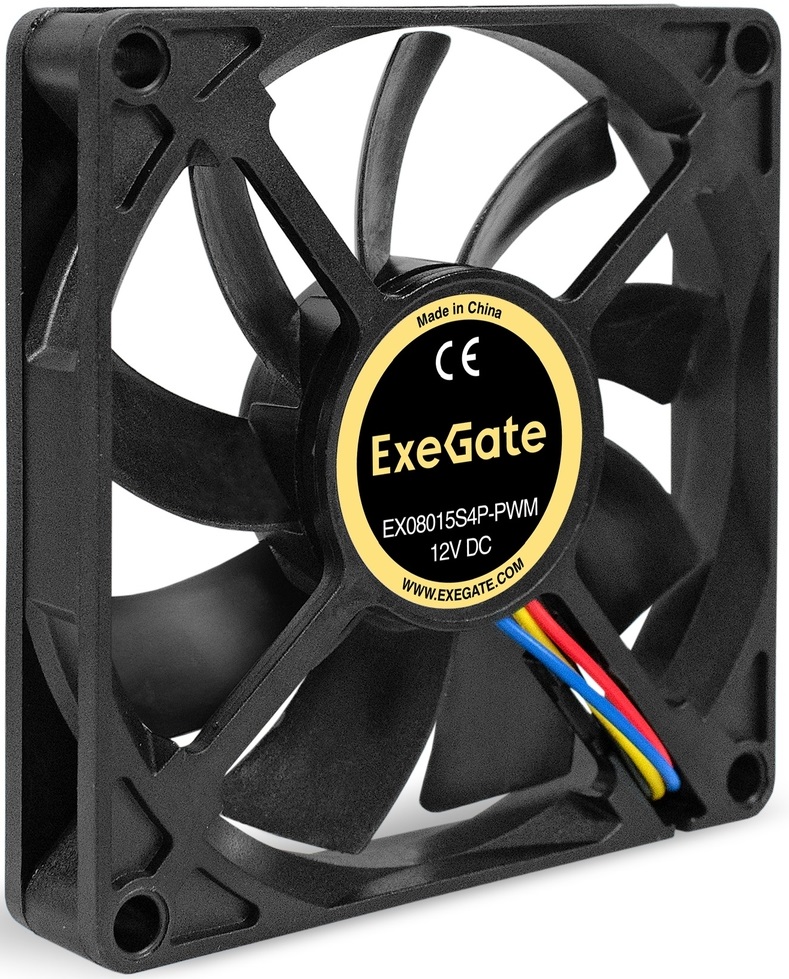 Вентилятор ExeGate EX08015S4P-PWM (EX295235RUS) (80x80x15mm, sleeve, <2500rpm, <26dBa, 4pin, PWM, black) OEM