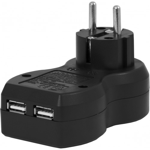 Сетевой фильтр DEFENDER Voyage 100 (1 розетка, 2 USB порта 1000mA, black) RTL