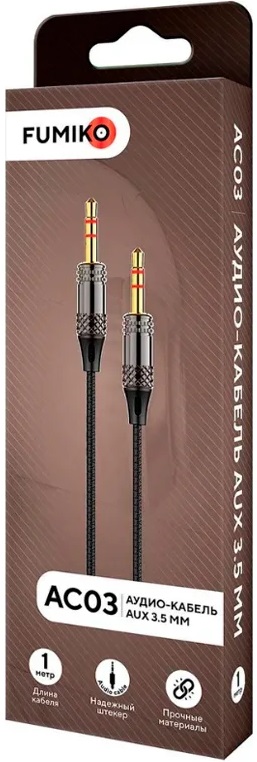 Кабель аудио 3.5mm Jack (m) - 3.5mm Jack (m) 1.0m (FAC03-01, black) FUMIKO