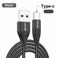 Кабель USB 2.0 Am - Type-C 1.0m (3A, быстрая зарядка, нейлоновая оплётка, black) USLION