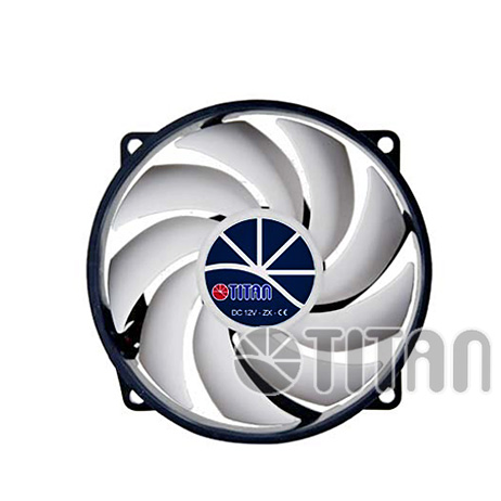 Вентилятор Titan TFD-9525H12ZP/KU(RB) (90x90x25mm (посадочное место 80mm), Z-axis, 900-2600rpm, 10-27dBa, Anti-vibration, 4pin, PWM, white-blue) RTL