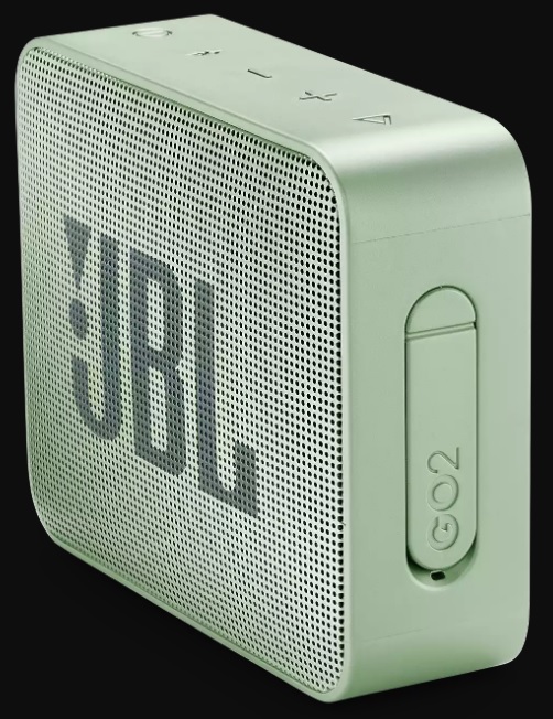 Колонка JBL GO 2 (3W, портативная, аккумулятор 730mAh, до 5ч, Bluetooth v.4.1, микрофон, громкая связь, AUX, защита от воды, seafoam mint)
