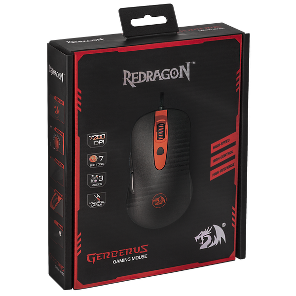 Мышь Redragon GERDERUS (USB, optical, 7200dpi, игровая, подсветка, black-red)