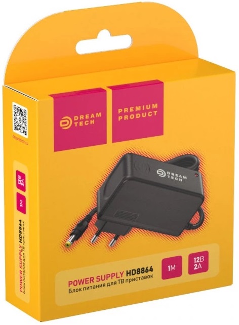 Адаптер питания для ТВ приставок Dream HD8865 (5V-2A, 5.5*2.5mm, кабель 1m, black)