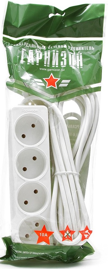 Сетевой удлинитель Гарнизон (EL-NL4-W-5, 4 розетки, 5 метров, 10A, white) OEM
