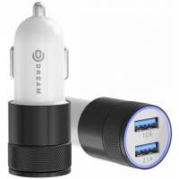 Зарядное устройство от прикуривателя Dream C1 (12/24V - USB, 2*USB, 2.1A + 1A, black- white)