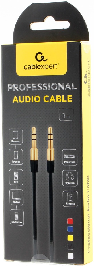Кабель аудио 3.5mm Jack (m) - 3.5mm Jack (m) 1.0m (CCAB-01-35MM-1MB, black) Cablexpert