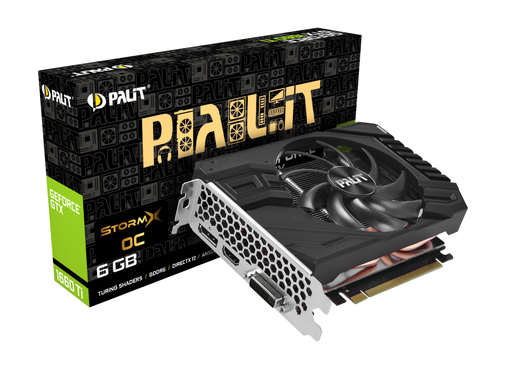 Видеокарта Palit GF GTX1660Ti STORMX 6Gb (192bit, GDDR6, DVI+HDMI+DP) RTL