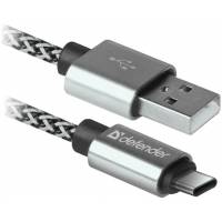 Кабель USB 2.0 Am - USB2.0 Type-C 1.0m (USB09-03T PRO, 2.1A, нейлоновая оплётка, white) Defender