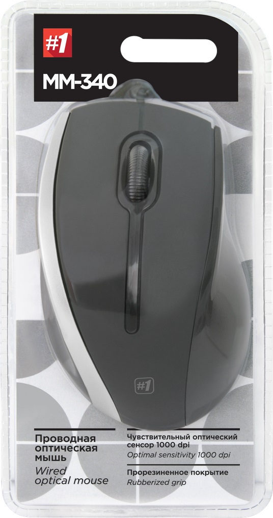 Мышь Defender MM-340 (USB, optical, 1000dpi, 1.35m, black-grey)