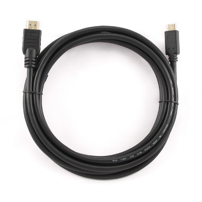 Кабель HDMIm-MiniHDMIm 3m (CC-HDMI4C-15, ver.2.0, с позолоченными контактами, экранированный, black) Cablexpert