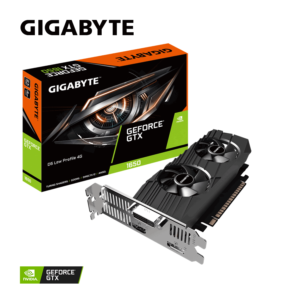 Видеокарта Gigabyte GF GTX1650 4Gb (GV-N1650OC-4GL, 128bit, GDDR5, DVI+HDMI+DP) RTL