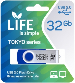 Флеш накопитель USB 2.0 32Gb LIFE TOKYO (LF32TOBLUE-01, blue)