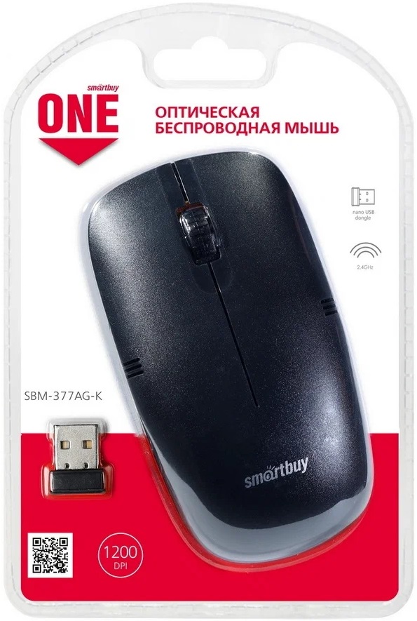 Мышь беспроводная Smartbuy ONE (SBM-377AG-K, optical, 1200dpi, AA, black)
