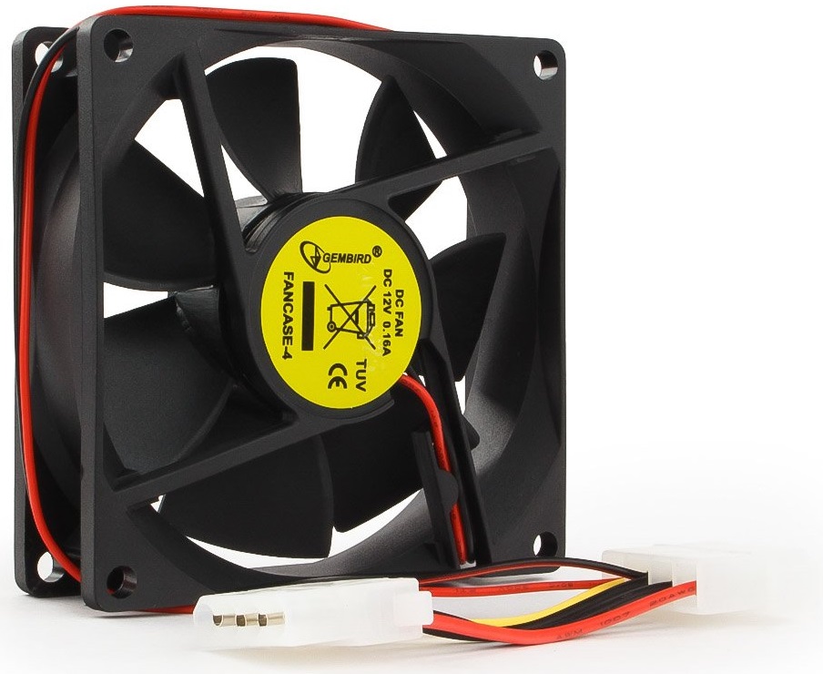 Вентилятор Gembird FANCASE-4 (80x80x25mm, sleeve, 3000rpm, 32dBa, 4pin, black) OEM