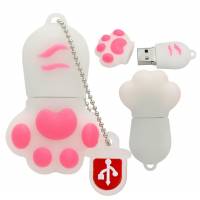 Флеш накопитель - Брелок USB 2.0 32Gb (белая кошачья лапка)