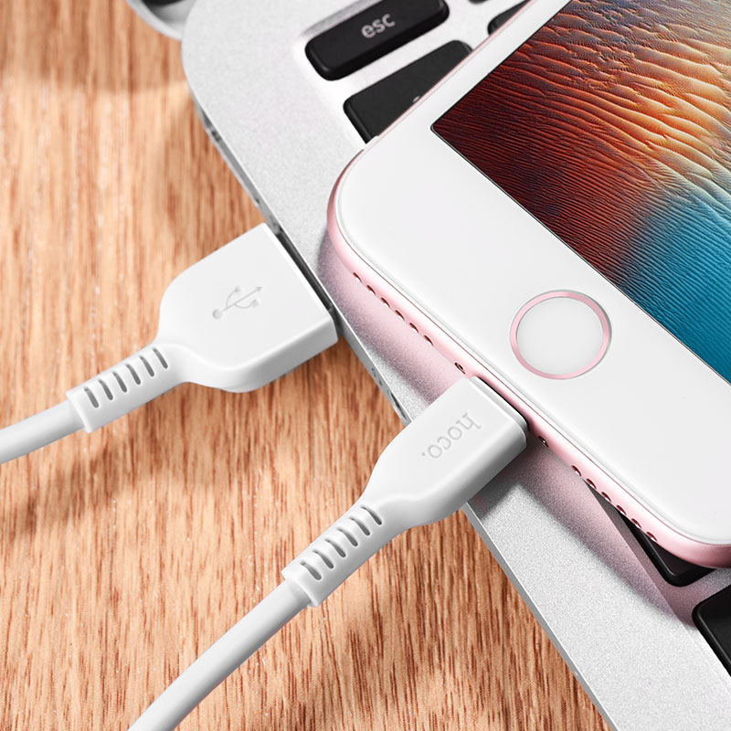 Кабель USB 2.0 Am - 1.0m (X13 Easy charged, 2.4A, быстрая зарядка, white) hoco