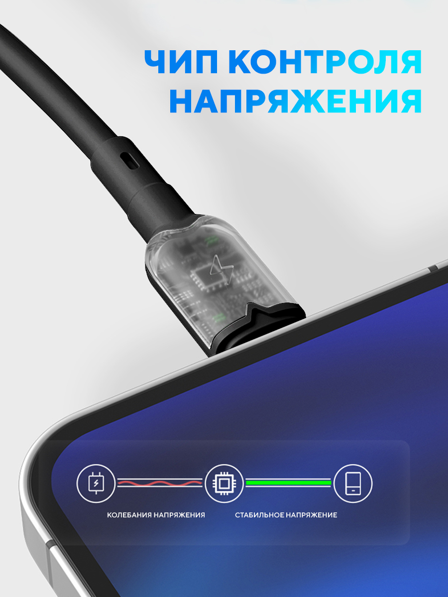 Кабель USB 2.0 Am - Lightning 1.0m (FCA04-06, 3A, быстрая зарядка, black) FUMIKO